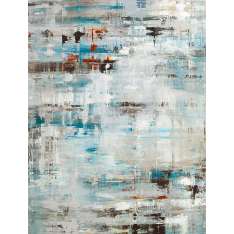 «Cold Rain» par Samuel Kane - peinture sur toile tendue, Gel coupé au couteau, H 71 po x l 54 po