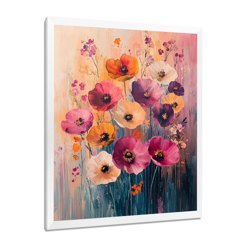 Bart - art mural floral, H 32 po x l 24 po, Reproduction encadrée d'une seule photo, Blanc
