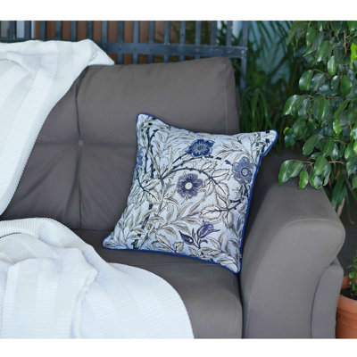 Coussin décoratif à feuilles bleues et grises
