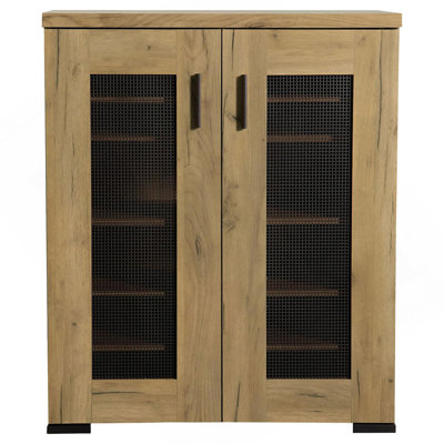 Armoire d'appoint en chêne doré et filet noir