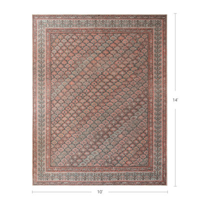 Carlisle Vintage-Inspired Area Rug, 10' x 14' | Vintage character, Heirloom-inspired, Persian-inspired lattice design, Terracotta & Charcoal palette, Dense flatweave