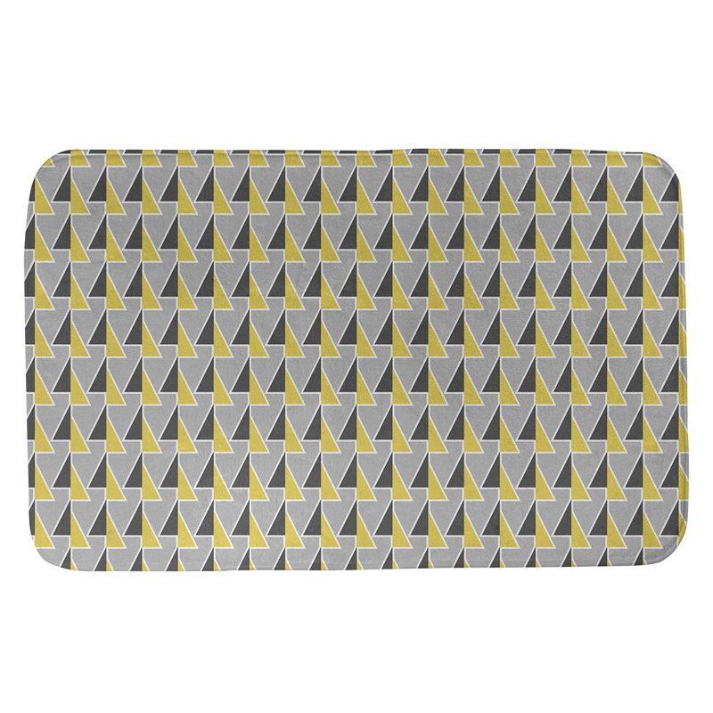Tapis de bain géométrique antidérapant à motif de flèches décalées, l 21 po x L 34 po, Jaune