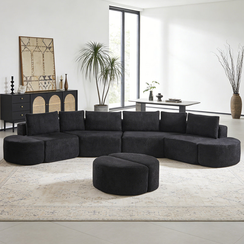 Canapé modulaire moderne en chenille avec repose-pieds incurvé Modern