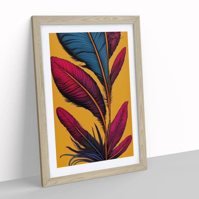 Urban Feather - Wall Art, 66cm H x 48cm W, Oak Picture Frame, White