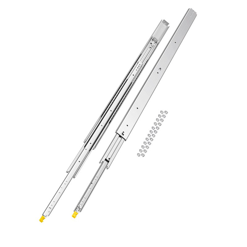 1 Pair Full Extension Drawer Slides 56 in, 500 lbs Load Capacity Locking Drawer Slides, Ball Bearing with Lock Side Mount Drawer Slide Rail