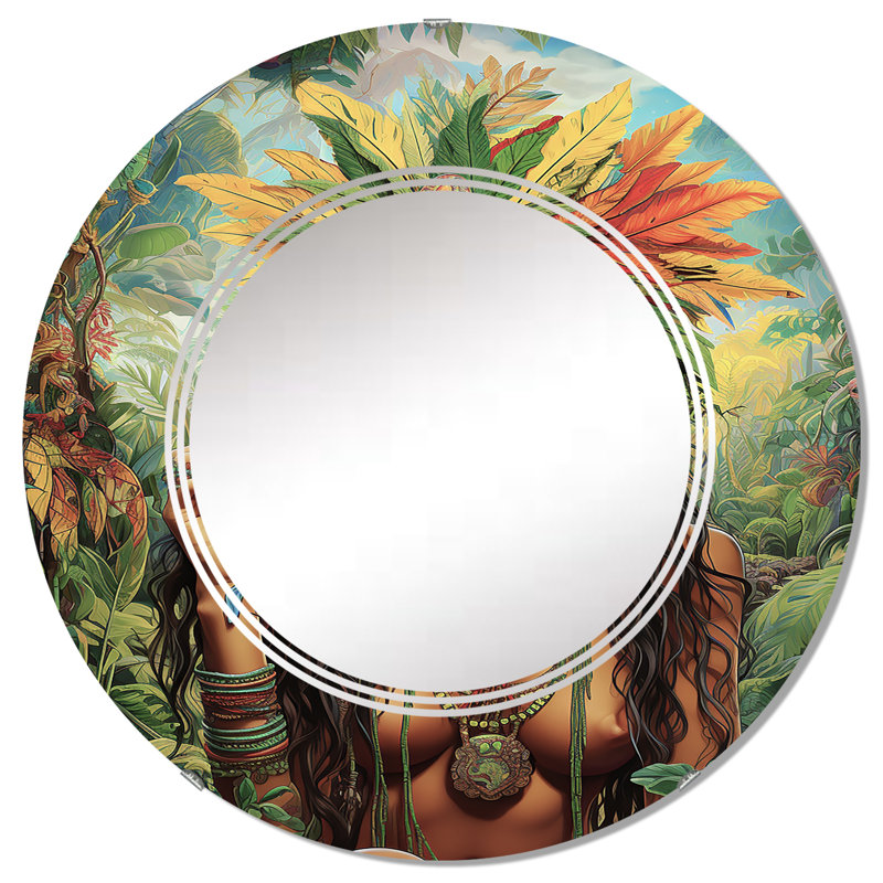 Aronia - Miroir mural moderne rond, 32 po x 32 po