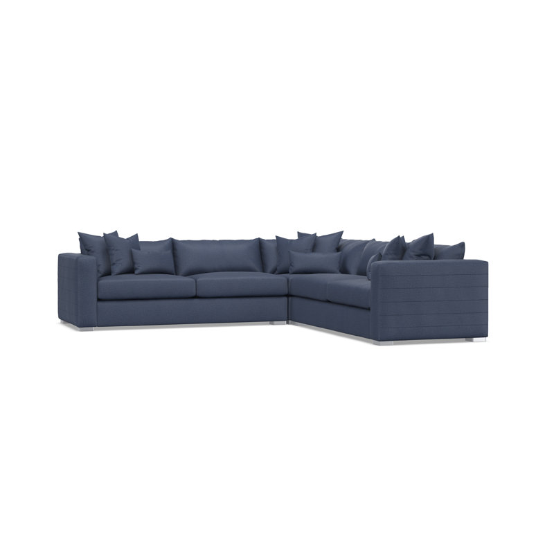 Sectional, Blue Polyester, 32.5" H x 120.5" W x 120.5" D