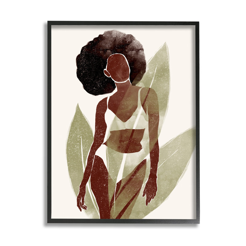 «Boho Woman Botanical Palms» par Yuyu Pont - impression, Giclée encadrée noir minuit, H 14 po x l 11 po x P 1,5 po
