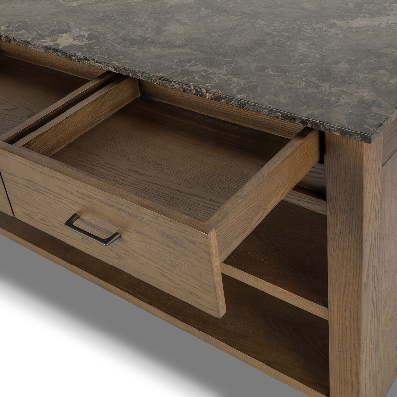 Divina Kitchen Island-Warm Grey Marble