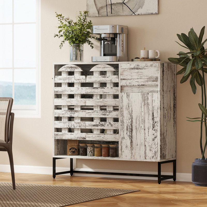 44.3"Farmhouse Sideboard Cabinet with Storage, White/Vintage