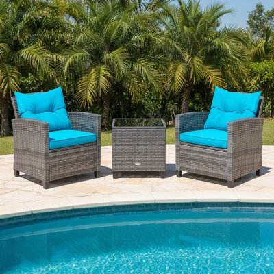 Ensemble de conversation avec coussins pour 2 personnes Patiojoy Wicker