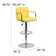 Contemporary Quilted Vinyl Adjustable Height Barstool with Arms and Chrome Base-17889863-132138001