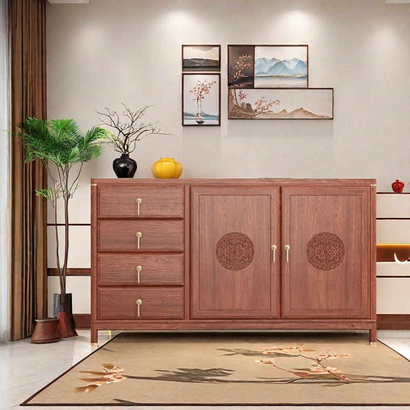 Buffet en bois massif de style chinois, Rouge