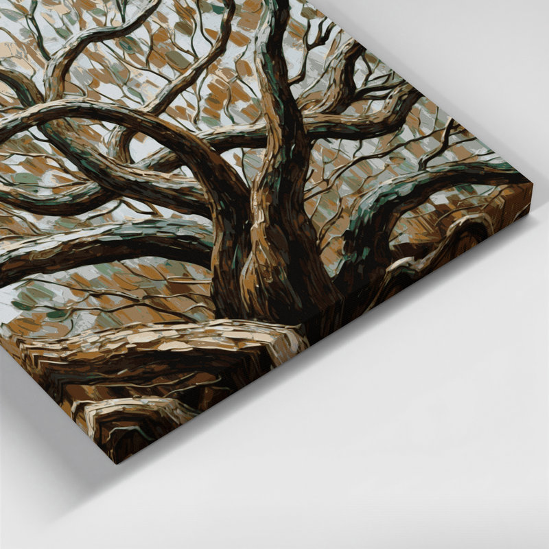 "Botanical Elm Branches", art mural sur toile brune, H 11 po x l 14 po
