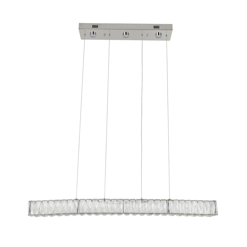 4-Light Chrome LED Chandelier With Clear Crystals