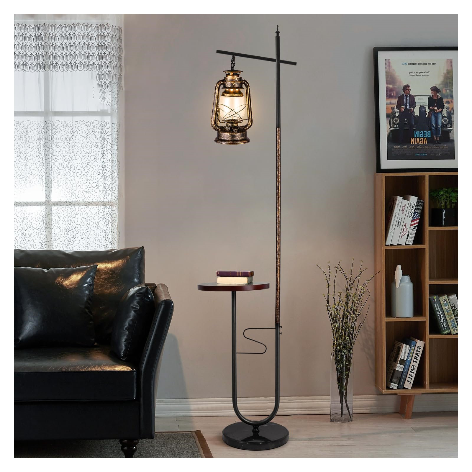 Lampe sur pieds Havane Teck Brun café