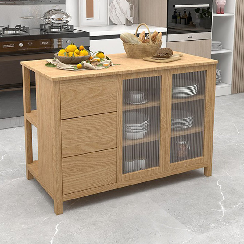 All solid wood side cabinet open storage cabinet