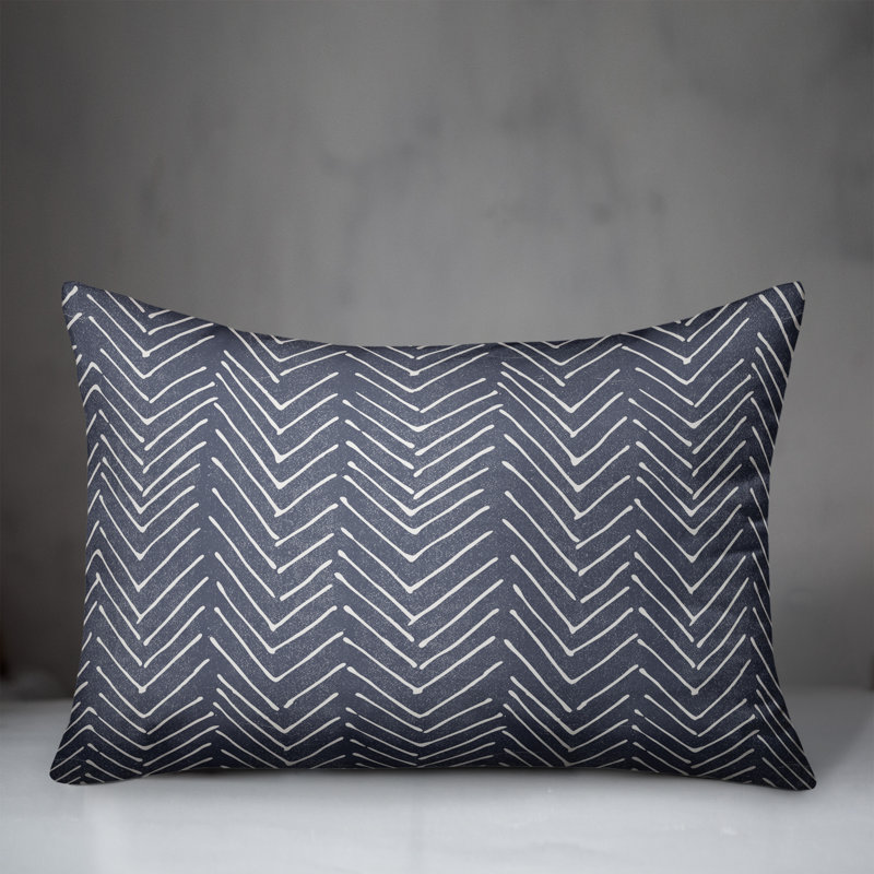 Chevron Outdoor Reversible Throw Pillow, Blue