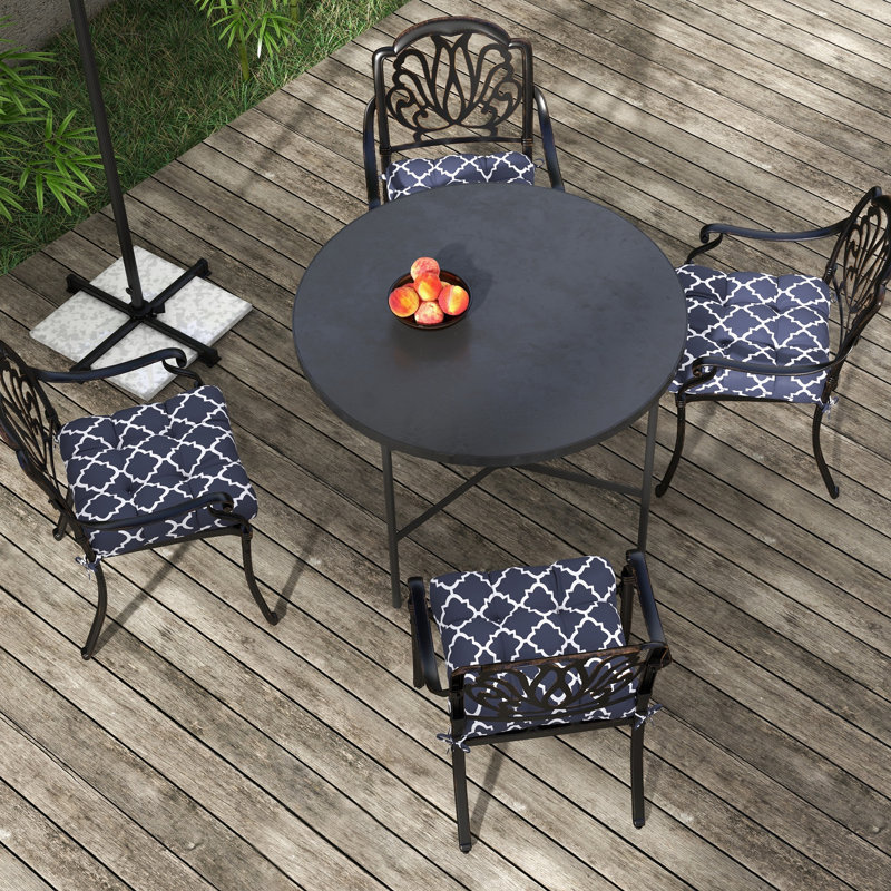 Outsunny Set of 4 Outdoor Seat Cushions 48 x 48 x 8 cm Blue