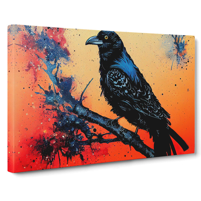 Raven Bird Splash Vol.2 Abstract - Wrapped Canvas, 40cm H x 60cm W x 3cm D