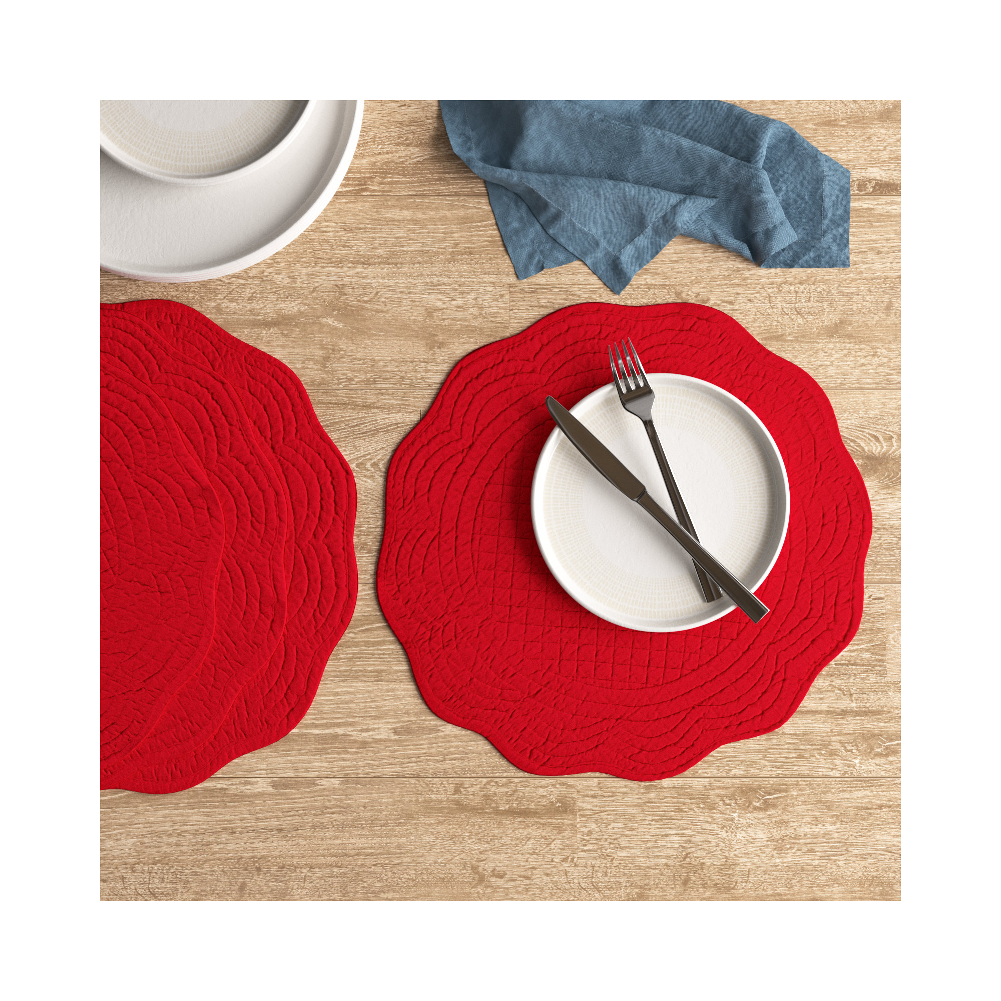 Grover Cotton Round Placemat, Red