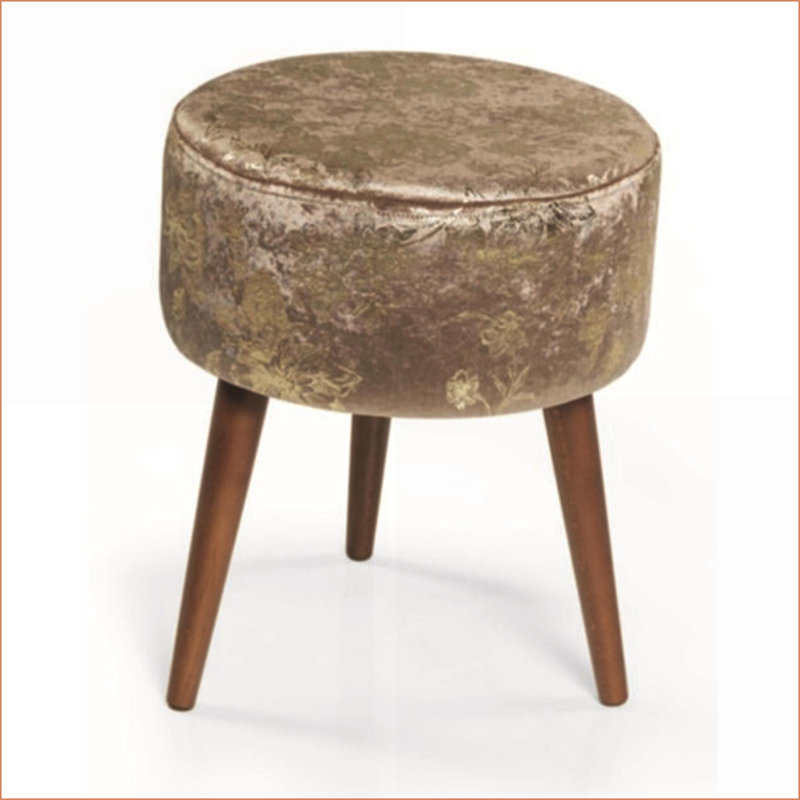 Ottoman, Minimalist 3-Leg Wood Tan Brown for Living Room Bedroom Office | Tan Brown | Wood, Brown Floral