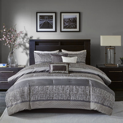 Édredon très grand - motif de nuage gris / taupe 7 pièces