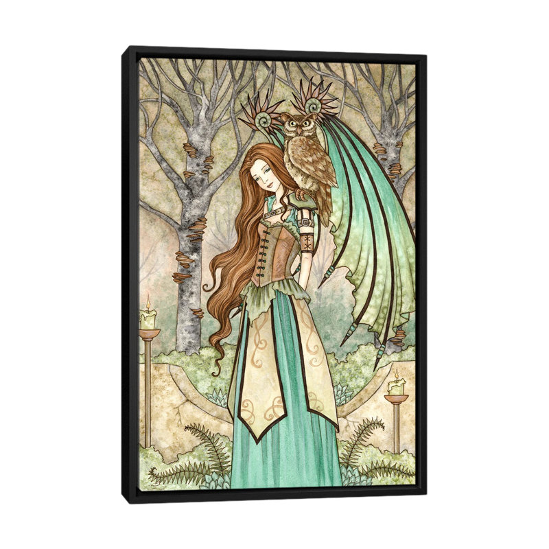 Jardin de la sagesse, H 48 po x l 32 po x P 1,5 po, Toile avec cadre flottant noir, Pas de tapis