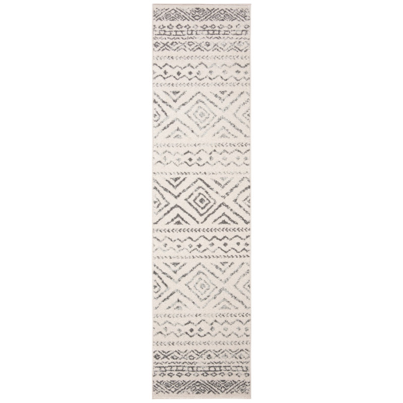 Tapis ivoire / gris Rentschler Southwestern, Tapis de couloir 2 pi x 8 pi