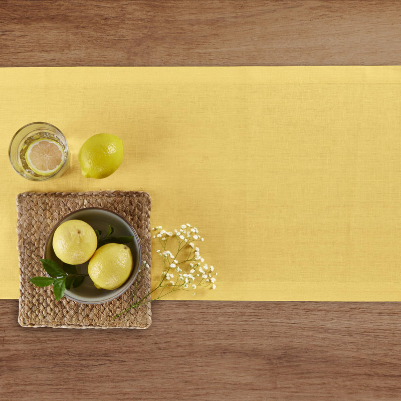 Diana - 100% Pure Linen Table Runner, 48" x 14", Marigold Yellow
