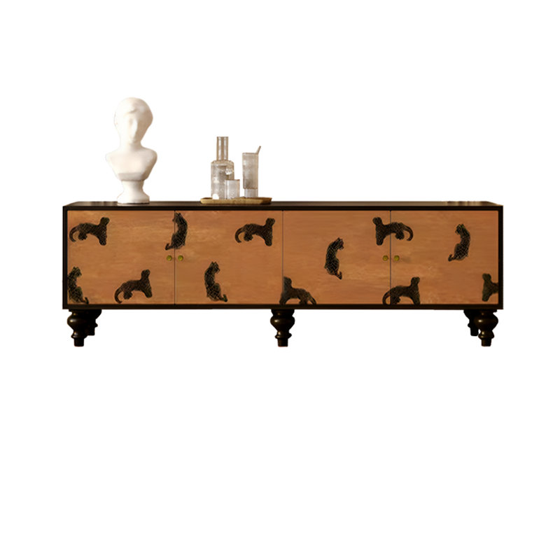 French Style Solid Pine TV Stand, 21.65"H x 70.86"L x 15.75"W