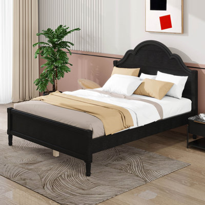 Lit plateforme en bois avec tête et pied de lit, aucun sommier nécessaire