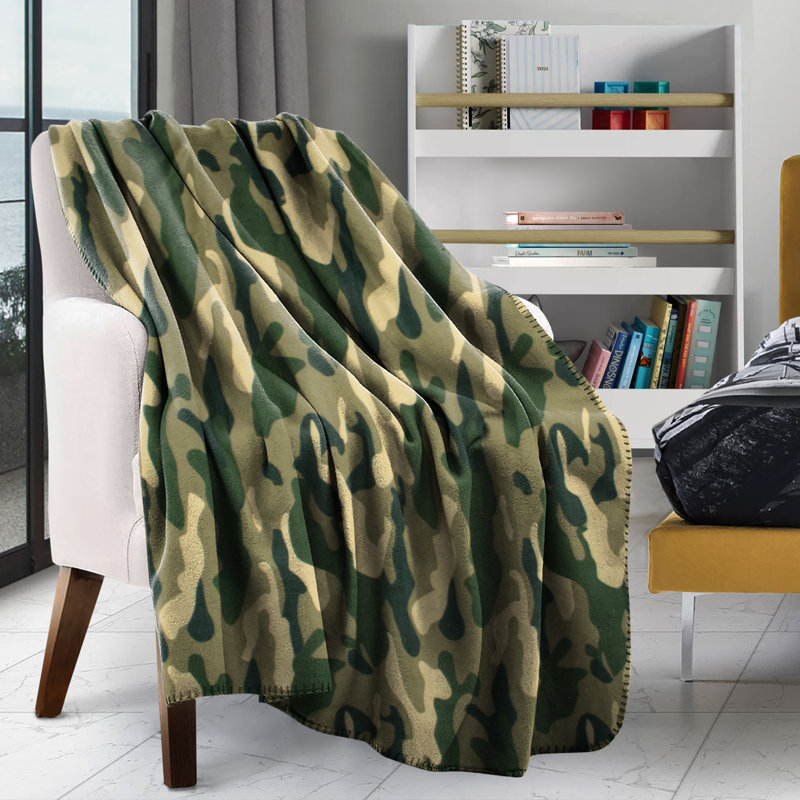 Satyana Soft Army Print Camouflage Blanket Throw