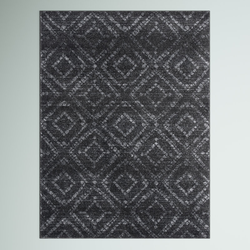 Sabio Geometric Dark Gray/Gray Area Rug, Rectangle 8' x 10'