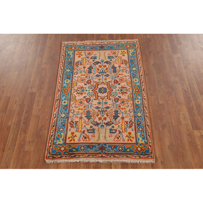 Tapis de vestibule indien en laine fait à la main Oushak 3 x 5