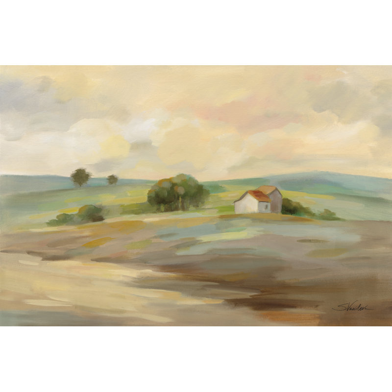 «Path to the Farm» par Silvia Vassileva - peinture sur toile tendue, H 12 po x l 18 po x P 1,25 po