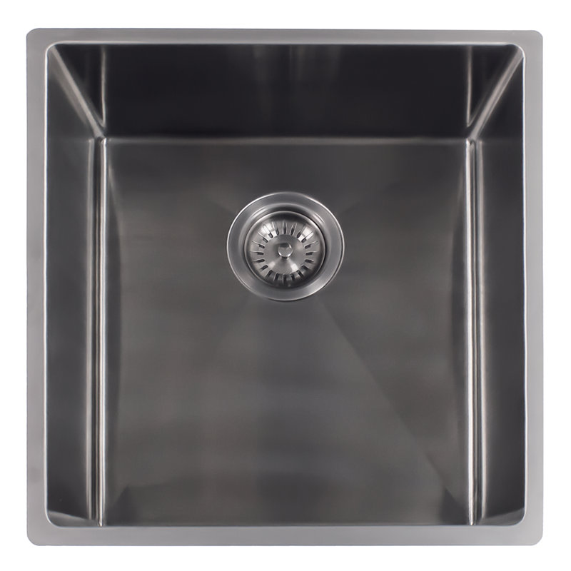 Miami Single Bowl Undermount Kitchen Sink, Gun Metal Black
