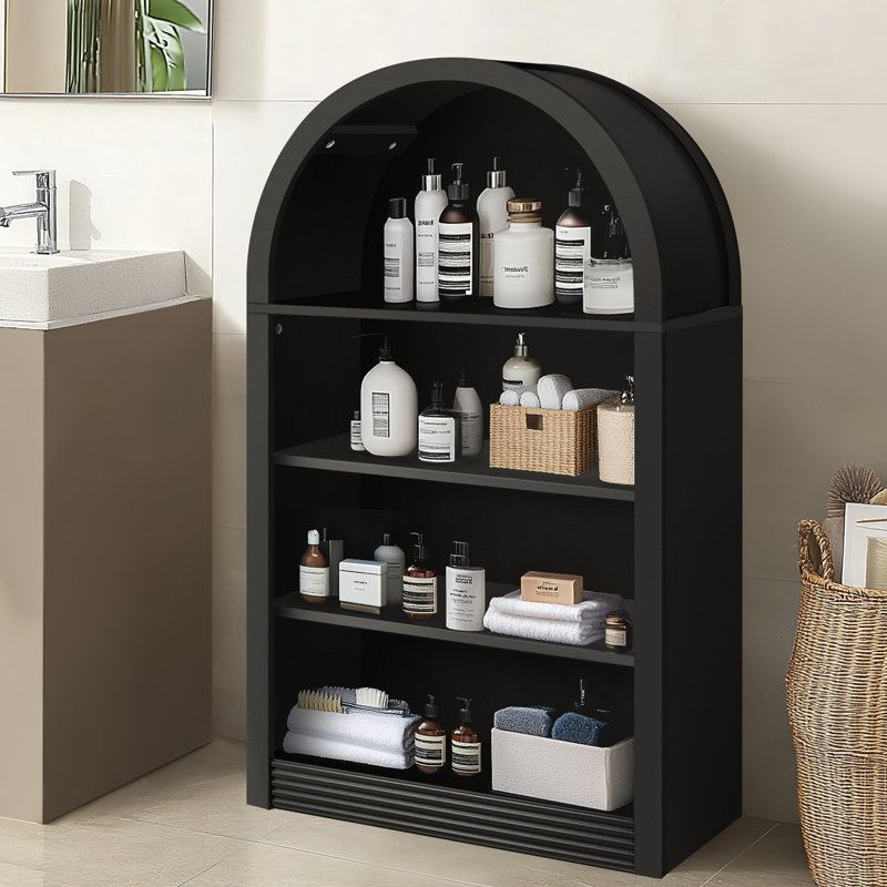 Free Standing Small Bathroom Storage with Open Shelves, Black