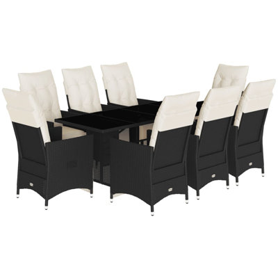 Garden Dining Set Black, Cream White
