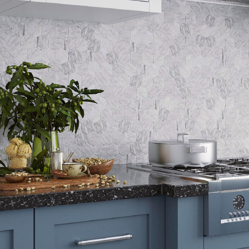 10.25" x 10.25" Marble Mosaic Wall Tile