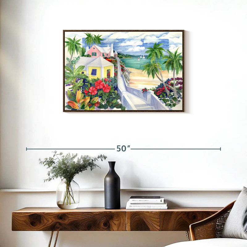 Island Cliff, Cadre flottant noyer, 31 po x 21 po