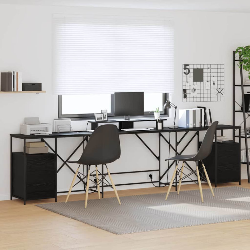 Desk With Drawer 182 X 101 X 87.5 Cm Engineered Wood, Black Oak