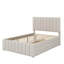 Lit plateforme tapissier avec lit gigogne escamotable, 3 tiroirs et tête de lit élégante en lin-516674407