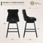 Tabouret de bar pivotant à 360 ° en velours avec dossier, garniture cloutée et pieds robustes en bois massif, fauteuil confortable pour la cuisine, la salle à manger et le restaurant-377555508