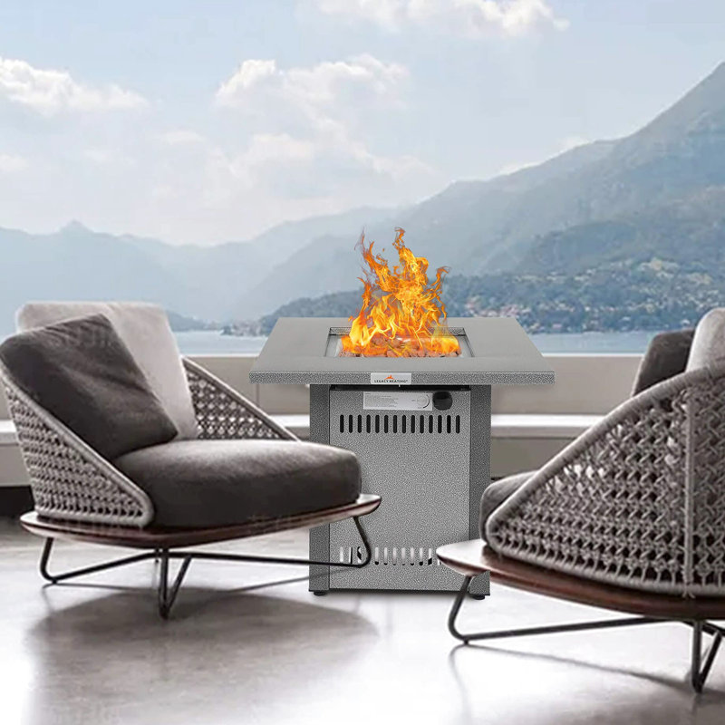 Table de foyer d'extérieur argentée 28 "avec 50000 de propane et de pierre de lave pour la cour au gaz, patio / balcon
