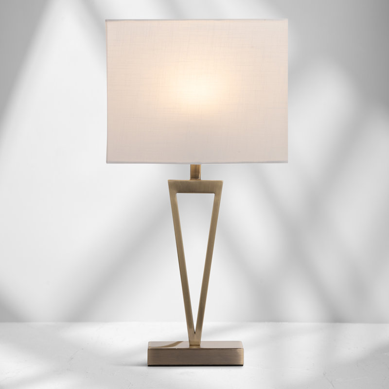Airianna TABLE LAMP CW LINEN SHADE, Ivory/White, Gold