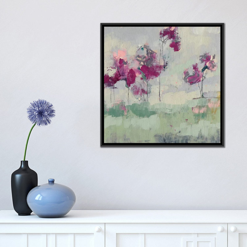 « fuchsia treeline i », reproduction sur toile, H 18 po x l 18 po x P 1,5 po, Toile encadrée noire, Pas de tapis