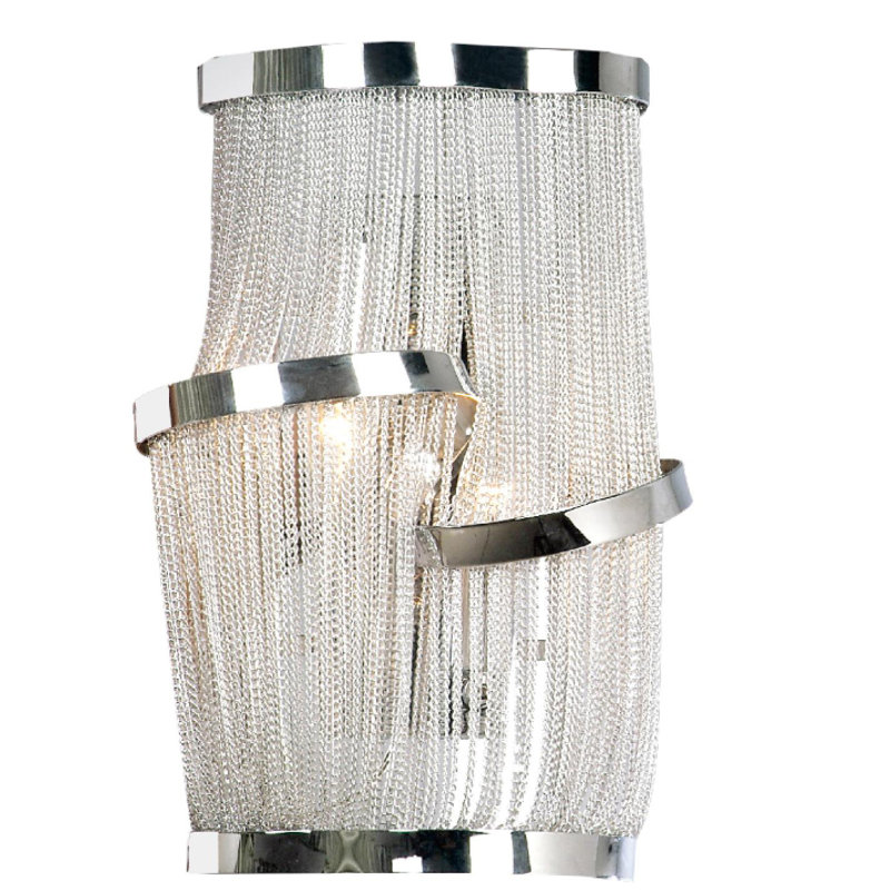 Jon Aluminum 2-Light Silver Chain Wall Sconce