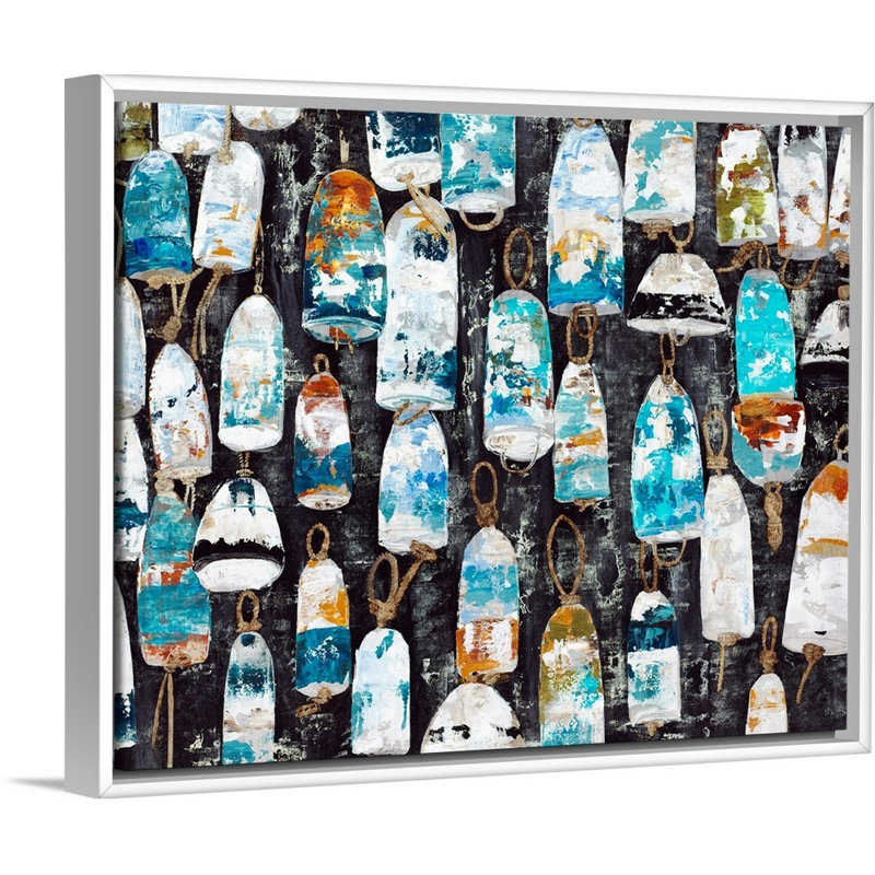 Reproduction d’art sur toile « les bouées seront » par Alexys Henry, H 18 po x l 22 po x P 1,75 po, Cadre flottant blanc