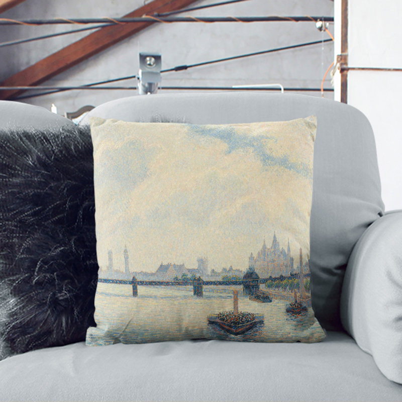Charing Cross Bridge, London Square Throw Cushion, 55cm H x 55cm W x 20cm D